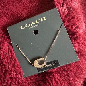NWT! Coach 91427 Women's Pave Signature Slider Bracelet In Rose Gold Tone